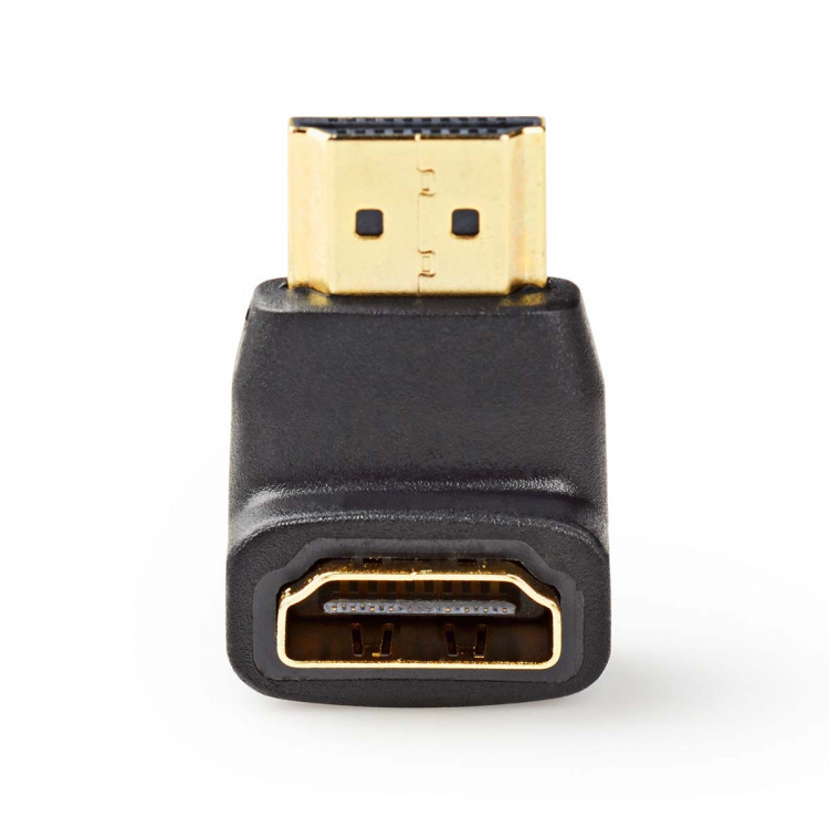 Nedis HDMI™ Adapter | HDMI™ Kontakt | HDMI™ Utgång | Guldplaterad | Vinklat 90° | ABS | Svart | 1 st. | Låda