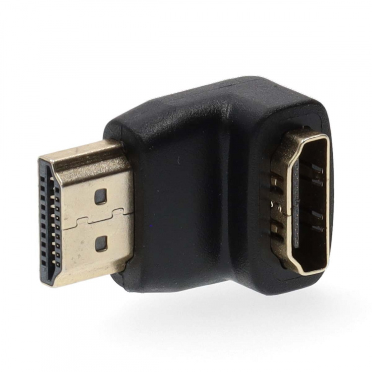 Nedis HDMI™ Adapter | HDMI™ Kontakt | HDMI™ Utgång | Guldplaterad | Vinklat 90° | ABS | Svart | 1 st. | Låda