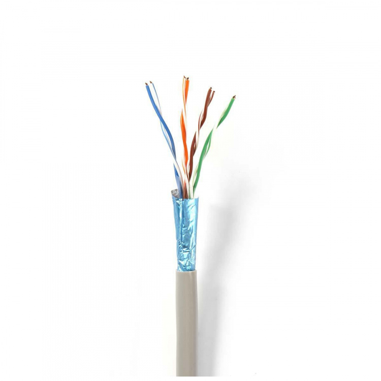 Nedis Nätverkskabel Roll | CAT6 | Stranded | F/UTP | Koppar | 100.0 m | Inomhus | Rund | PVC | Grå | Presentbox