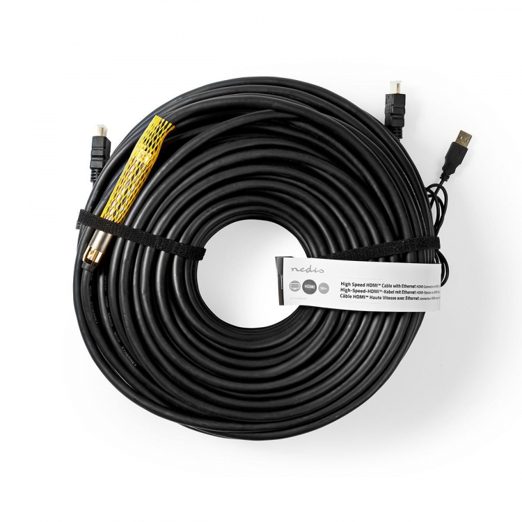 Nedis High Speed ​​HDMI ™ kabel med Ethernet | HDMI™ Kontakt | HDMI™ Kontakt | 4K@30Hz | 18 Gbps | 50.0 m | Rund | PVC | Svart | Tag
