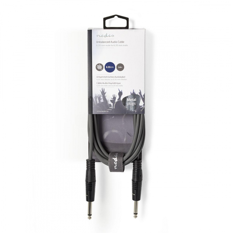 Nedis Stereoljudkabel | 2x 6.35 mm Hane | 3.5 mm Hane | Nickelplaterad | 5.00 m | Rund | Mörkgrå | Kartonghylsa