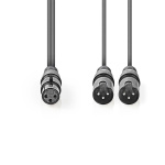 Nedis Balanserad ljudkabel | 2x XLR 3-Pin Hane | XLR 3-stifts hona | Nickelplaterad | 1.50 m | Rund | PVC | Mörkgrå | Kartonghylsa
