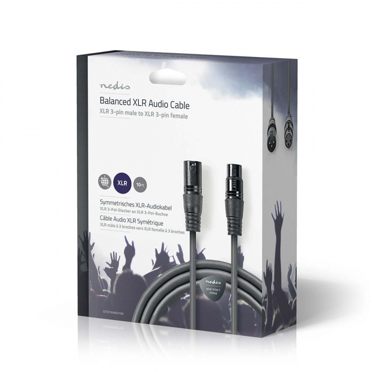Nedis Balanserad ljudkabel | XLR 3-stifts hane | XLR 3-stifts hona | Nickelplaterad | 10.0 m | Rund | PVC | Mörkgrå | Presentbox Nedis Balanserad ljudkabel | XLR 3-stifts hane | XLR 3-stifts hona | Nickelplaterad | 10.0 m | Rund | PVC | Mörkgrå | Presentbox