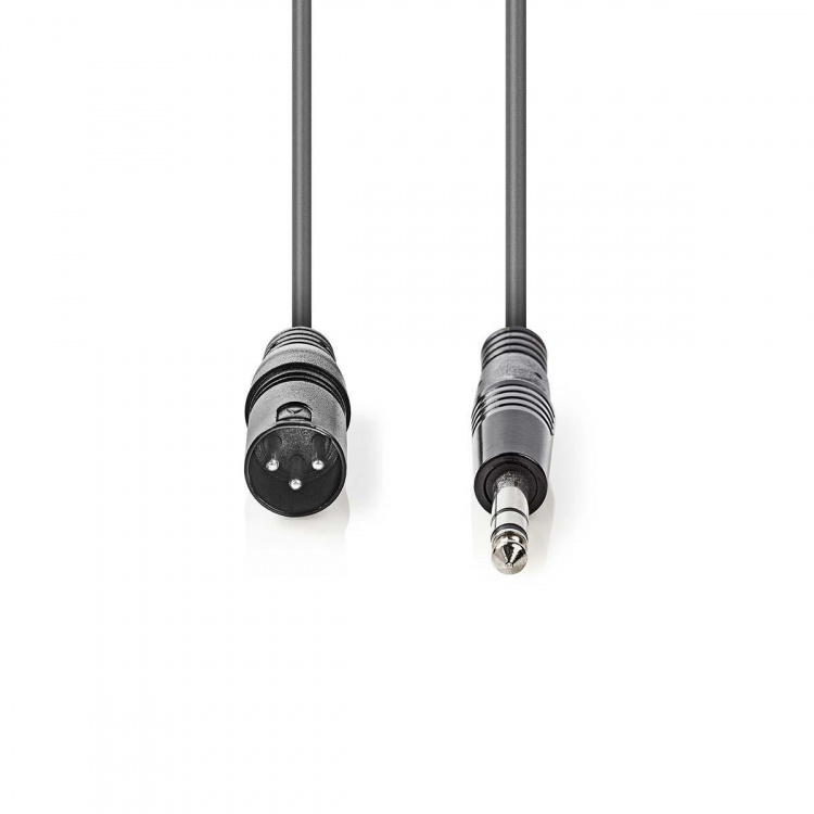 Nedis Balanserad ljudkabel | XLR 3-stifts hane | 6.35 mm Hane | Nickelplaterad | 1.50 m | Rund | PVC | Mörkgrå | Kartonghylsa Nedis Balanserad ljudkabel | XLR 3-stifts hane | 6.35 mm Hane | Nickelplaterad | 1.50 m | Rund | PVC | Mörkgrå | Kartonghylsa