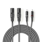 Nedis Balanserad ljudkabel | 2x XLR 3-Pin Hane | 2x RCA Hane | Nickelplaterad | 1.50 m | Rund | PVC | Mörkgrå | Kartonghylsa Nedis Balanserad ljudkabel | 2x XLR 3-Pin Hane | 2x RCA Hane | Nickelplaterad | 1.50 m | Rund | PVC | Mörkgrå | Kartonghylsa