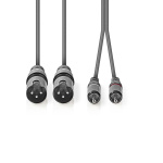Nedis Balanserad ljudkabel | 2x XLR 3-Pin Hane | 2x RCA Hane | Nickelplaterad | 1.50 m | Rund | PVC | Mörkgrå | Kartonghylsa Nedis Balanserad ljudkabel | 2x XLR 3-Pin Hane | 2x RCA Hane | Nickelplaterad | 1.50 m | Rund | PVC | Mörkgrå | Kartonghylsa