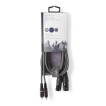Nedis Balanserad ljudkabel | 2x XLR 3-Pin Hane | 2x RCA Hane | Nickelplaterad | 1.50 m | Rund | PVC | Mörkgrå | Kartonghylsa Nedis Balanserad ljudkabel | 2x XLR 3-Pin Hane | 2x RCA Hane | Nickelplaterad | 1.50 m | Rund | PVC | Mörkgrå | Kartonghylsa
