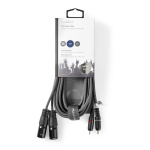 Nedis Balanserad ljudkabel | 2x XLR 3-Pin Hane | 2x RCA Hane | Nickelplaterad | 3.00 m | Rund | PVC | Mörkgrå | Kartonghylsa Nedis Balanserad ljudkabel | 2x XLR 3-Pin Hane | 2x RCA Hane | Nickelplaterad | 3.00 m | Rund | PVC | Mörkgrå | Kartonghylsa