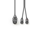 Nedis Balanserad ljudkabel | XLR 3-stifts hona | 2x RCA Hane | Nickelplaterad | 3.00 m | Rund | PVC | Mörkgrå | Kartonghylsa