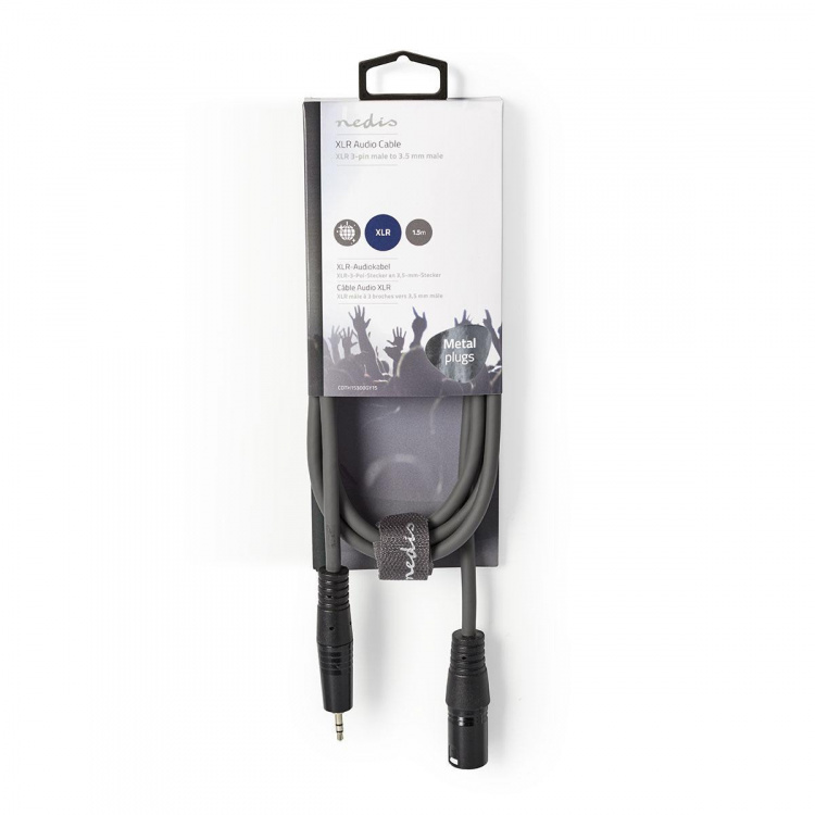 Nedis Balanserad ljudkabel | XLR 3-stifts hane | 3.5 mm Hane | Nickelplaterad | 1.50 m | Rund | PVC | Mörkgrå | Kartonghylsa Nedis Balanserad ljudkabel | XLR 3-stifts hane | 3.5 mm Hane | Nickelplaterad | 1.50 m | Rund | PVC | Mörkgrå | Kartonghylsa