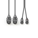 Nedis Balanserad ljudkabel | 2x XLR 3-Pin Hona | 2x RCA Hane | Nickelplaterad | 1.50 m | Rund | PVC | Mörkgrå | Kartonghylsa