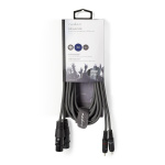 Nedis Balanserad ljudkabel | 2x XLR 3-Pin Hona | 2x RCA Hane | Nickelplaterad | 3.00 m | Rund | PVC | Mörkgrå | Kartonghylsa