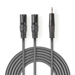 Nedis Balanserad ljudkabel | 2x XLR 3-Pin Hane | 3.5 mm Hane | Nickelplaterad | 1.50 m | Rund | PVC | Mörkgrå | Kartonghylsa Nedis Balanserad ljudkabel | 2x XLR 3-Pin Hane | 3.5 mm Hane | Nickelplaterad | 1.50 m | Rund | PVC | Mörkgrå | Kartonghylsa