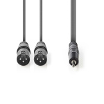 Nedis Balanserad ljudkabel | 2x XLR 3-Pin Hane | 3.5 mm Hane | Nickelplaterad | 1.50 m | Rund | PVC | Mörkgrå | Kartonghylsa Nedis Balanserad ljudkabel | 2x XLR 3-Pin Hane | 3.5 mm Hane | Nickelplaterad | 1.50 m | Rund | PVC | Mörkgrå | Kartonghylsa