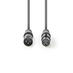 Nedis DMX adapterkabel | XLR 3-stifts hane | XLR 3-stifts hona | Nickelplaterad | 5.00 m | Rund | PVC | Mörkgrå | Kartonghylsa
