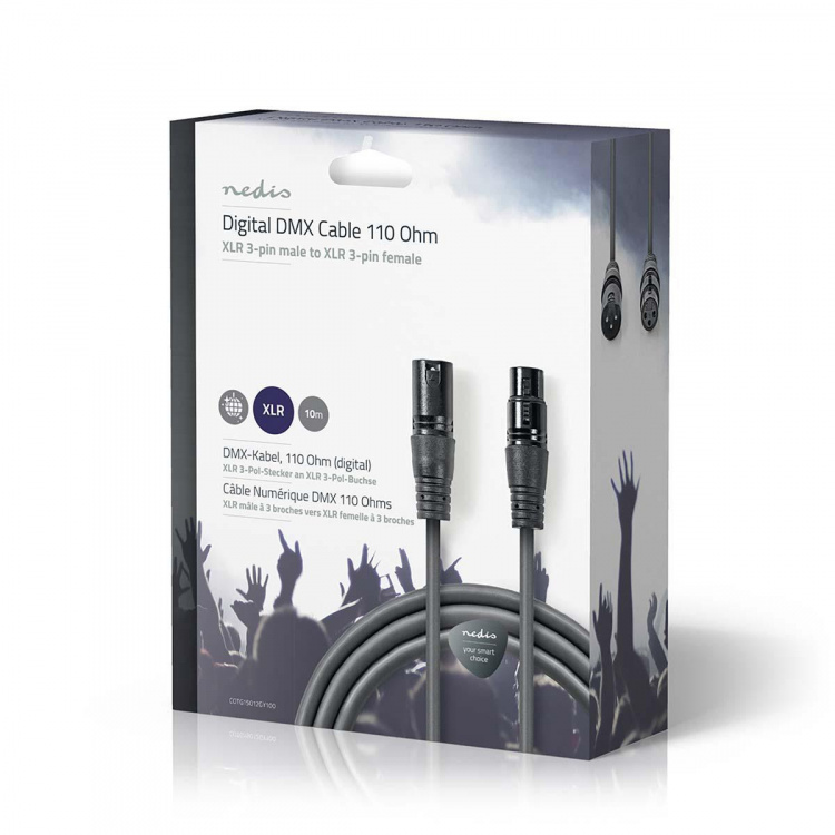 Nedis DMX adapterkabel | XLR 3-stifts hane | XLR 3-stifts hona | Nickelplaterad | 10.0 m | Rund | PVC | Mörkgrå | Presentbox Nedis DMX adapterkabel | XLR 3-stifts hane | XLR 3-stifts hona | Nickelplaterad | 10.0 m | Rund | PVC | Mörkgrå | Presentbox