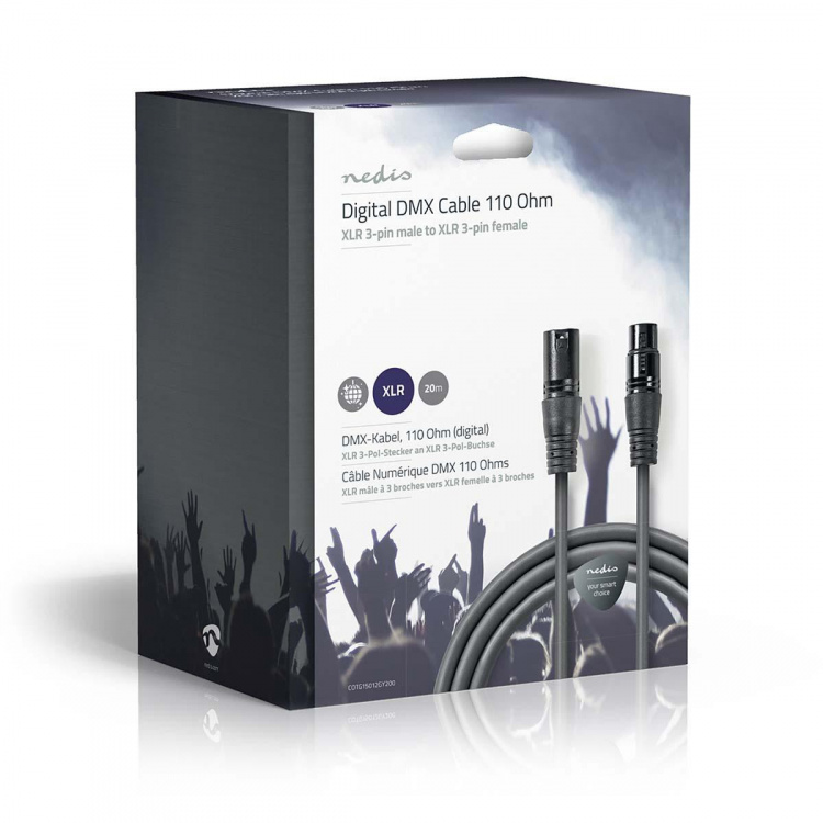 Nedis DMX adapterkabel | XLR 3-stifts hane | XLR 3-stifts hona | Nickelplaterad | 20.0 m | Rund | PVC | Mörkgrå | Presentbox Nedis DMX adapterkabel | XLR 3-stifts hane | XLR 3-stifts hona | Nickelplaterad | 20.0 m | Rund | PVC | Mörkgrå | Presentbox