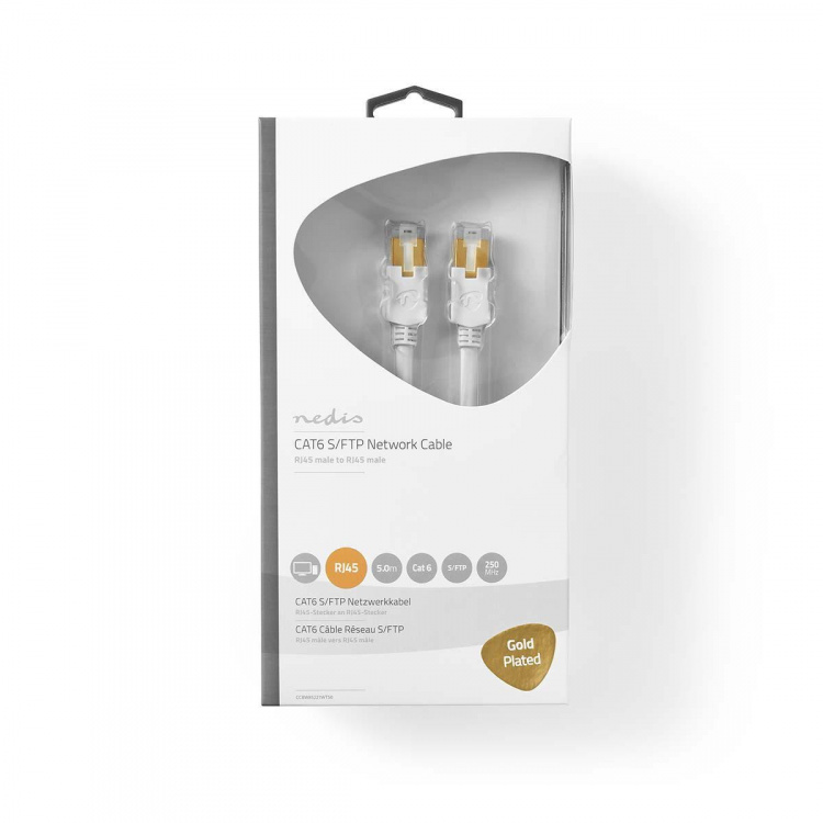 Nedis CAT6 Nätverkskabel | RJ45 hane | RJ45 hane | S/FTP | 5.00 m | Rund | LSZH / PVC | Vit | Kartong med fönster