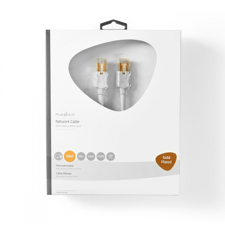 Nedis CAT6 Nätverkskabel | RJ45 hane | RJ45 hane | F/UTP | 10.0 m | Rund | LSZH / PVC | Vit | Kartong med fönster