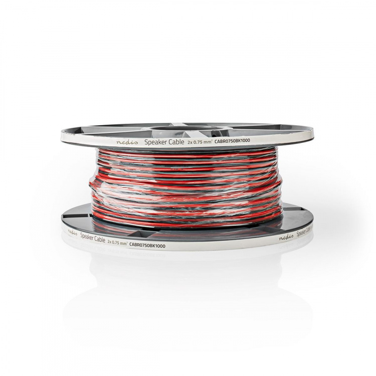 Nedis Högtalarkabel | 2 x 0.75 mm² | Koppar | 100.0 m | Rund | PVC | Röd / Svart | Rulle Nedis Högtalarkabel | 2 x 0.75 mm² | Koppar | 100.0 m | Rund | PVC | Röd / Svart | Rulle