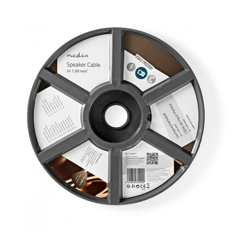 Nedis Högtalarkabel | 2 x 1.50 mm² | Koppar | 100.0 m | Rund | PVC | Transparent | Rulle Nedis Högtalarkabel | 2 x 1.50 mm² | Koppar | 100.0 m | Rund | PVC | Transparent | Rulle