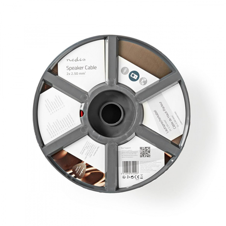 Nedis Högtalarkabel | 2 x 2.50 mm² | Koppar | 100.0 m | Rund | PVC | Röd / Svart | Rulle