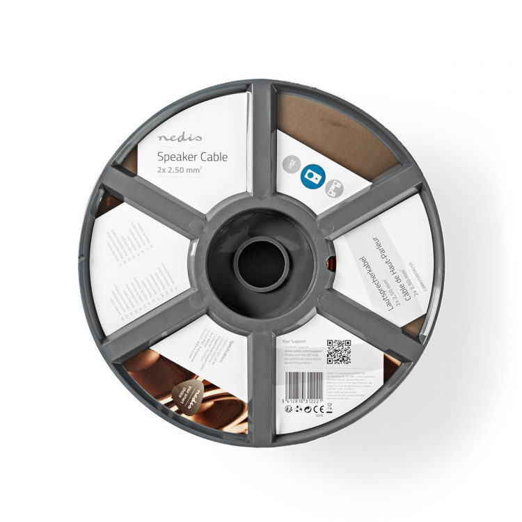 Nedis Högtalarkabel | 2 x 2.50 mm² | Koppar | 25.0 m | Rund | PVC | Transparent | Rulle Nedis Högtalarkabel | 2 x 2.50 mm² | Koppar | 25.0 m | Rund | PVC | Transparent | Rulle