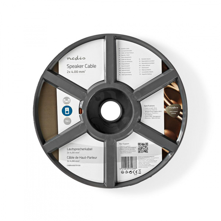 Nedis Högtalarkabel | 2 x 4.00 mm² | Koppar | 15.0 m | Rund | PVC | Transparent | Rulle Nedis Högtalarkabel | 2 x 4.00 mm² | Koppar | 15.0 m | Rund | PVC | Transparent | Rulle