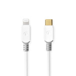 Nedis Lightning Kabel | USB 2.0 | Apple Lightning, 8-stifts | USB-C™ Hane | 480 Mbps | Guldplaterad | 1.00 m | Rund | PVC | Vit | Låda Nedis Lightning Kabel | USB 2.0 | Apple Lightning, 8-stifts | USB-C™ Hane | 480 Mbps | Guldplaterad | 1.00 m | Rund | PVC | Vit | Låda