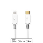 Nedis Lightning Kabel | USB 2.0 | Apple Lightning, 8-stifts | USB-C™ Hane | 480 Mbps | Guldplaterad | 2.00 m | Rund | PVC | Vit | Kartong med fönster