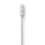 Nedis Lightning Kabel | USB 2.0 | Apple Lightning, 8-stifts | USB-C™ Hane | 480 Mbps | Guldplaterad | 1.00 m | Rund | Flätad / Nylon | Aluminium / Silver | Kartong med täckt fönster
