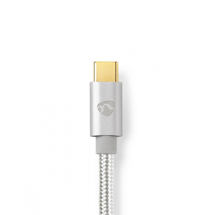 Nedis Lightning Kabel | USB 2.0 | Apple Lightning, 8-stifts | USB-C™ Hane | 480 Mbps | Guldplaterad | 1.00 m | Rund | Flätad / Nylon | Aluminium / Silver | Kartong med täckt fönster