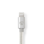 Nedis Lightning Kabel | USB 2.0 | Apple Lightning, 8-stifts | USB-C™ Hane | 480 Mbps | Guldplaterad | 1.00 m | Rund | Flätad / Nylon | Aluminium / Silver | Kartong med täckt fönster