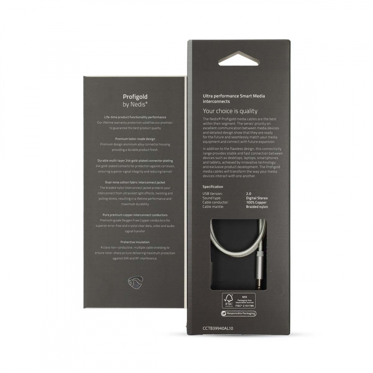 Nedis Lightning Adapter | Apple Lightning, 8-stifts | 3.5 mm Hane | Guldplaterad | 1.00 m | Rund | Nylon | Kartong med täckt fönster Nedis Lightning Adapter | Apple Lightning, 8-stifts | 3.5 mm Hane | Guldplaterad | 1.00 m | Rund | Nylon | Kartong med täckt fönster