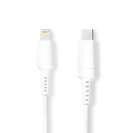 Nedis Lightning Kabel | USB 2.0 | Apple Lightning, 8-stifts | USB-C™ Hane | 480 Mbps | Nickelplaterad | 1.00 m | Rund | PVC | Vit | Låda