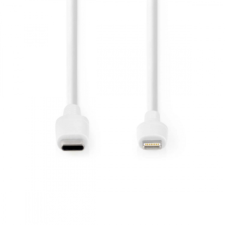Nedis Lightning Kabel | USB 2.0 | Apple Lightning, 8-stifts | USB-C™ Hane | 480 Mbps | Nickelplaterad | 2.00 m | Rund | PVC | Vit | Låda Nedis Lightning Kabel | USB 2.0 | Apple Lightning, 8-stifts | USB-C™ Hane | 480 Mbps | Nickelplaterad | 2.00 m | Rund | PVC | Vit | Låda