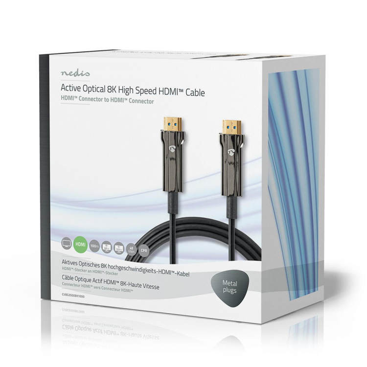 Nedis Aktiva Optiska Ultra High Speed ​​HDMI Kabel med Ethernet | HDMI™ Kontakt | HDMI™ Kontakt | 8K@60Hz | 48 Gbps | 100.0 m | Rund | PVC | Svart | Presentbox