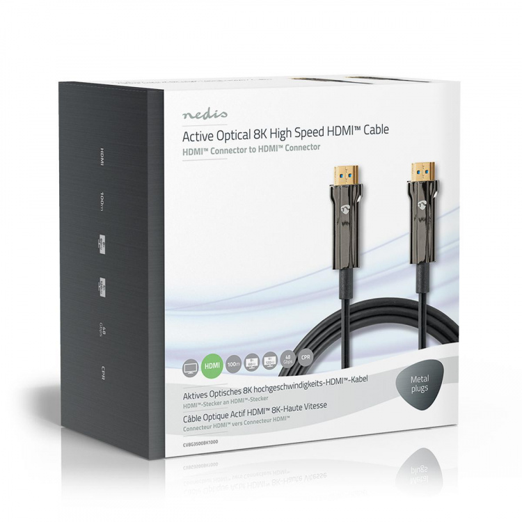 Nedis Aktiva Optiska Ultra High Speed ​​HDMI Kabel med Ethernet | HDMI™ Kontakt | HDMI™ Kontakt | 8K@60Hz | 48 Gbps | 100.0 m | Rund | PVC | Svart | Presentbox