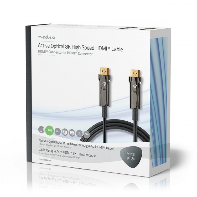 Nedis Aktiva Optiska Ultra High Speed ​​HDMI Kabel med Ethernet | HDMI™ Kontakt | HDMI™ Kontakt | 8K@60Hz | 48 Gbps | 15.0 m | Rund | PVC | Svart | Presentbox