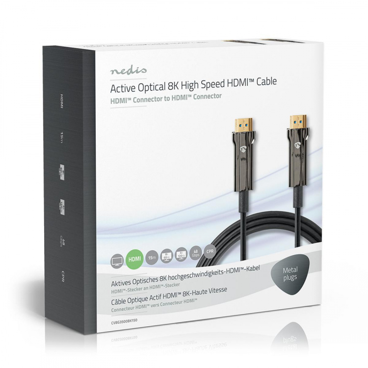 Nedis Aktiva Optiska Ultra High Speed ​​HDMI Kabel med Ethernet | HDMI™ Kontakt | HDMI™ Kontakt | 8K@60Hz | 48 Gbps | 15.0 m | Rund | PVC | Svart | Presentbox