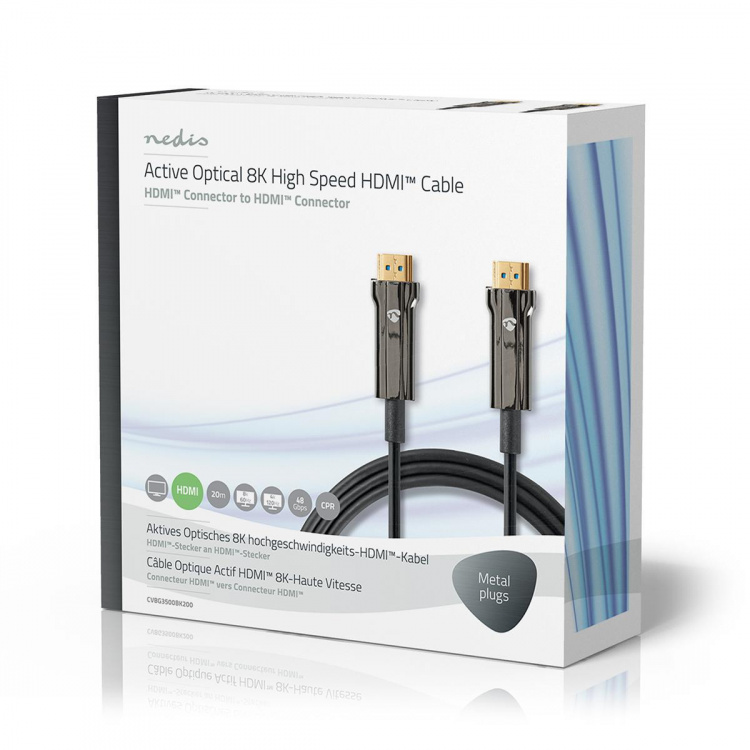 Nedis Aktiva Optiska Ultra High Speed HDMI Kabel med Ethernet | HDMI™ Kontakt | HDMI™ Kontakt | 8K@60Hz | 48 Gbps | 20.0 m | Rund | PVC | Svart | Presentbox Nedis Aktiva Optiska Ultra High Speed HDMI Kabel med Ethernet | HDMI™ Kontakt | HDMI™ Kontakt | 8K@60Hz | 48 Gbps | 20.0 m | Rund | PVC | Svart | Presentbox