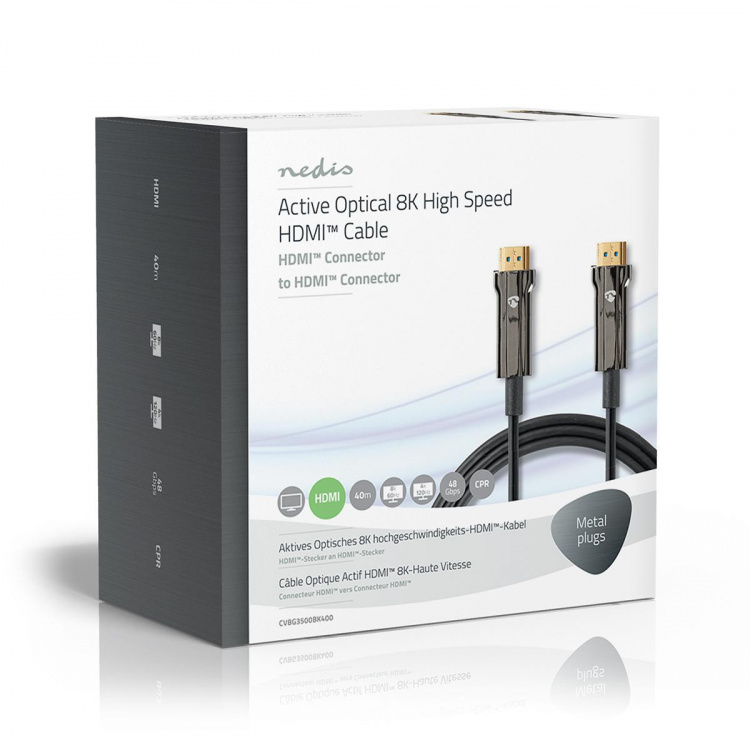 Nedis Aktiva Optiska Ultra High Speed HDMI Kabel med Ethernet | HDMI™ Kontakt | HDMI™ Kontakt | 8K@60Hz | 48 Gbps | 40.0 m | Rund | PVC | Svart | Presentbox Nedis Aktiva Optiska Ultra High Speed HDMI Kabel med Ethernet | HDMI™ Kontakt | HDMI™ Kontakt | 8K@60Hz | 48 Gbps | 40.0 m | Rund | PVC | Svart | Presentbox