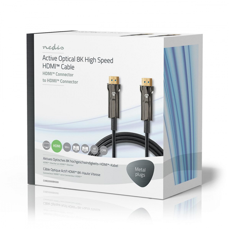 Nedis Aktiva Optiska Ultra High Speed HDMI Kabel med Ethernet | HDMI™ Kontakt | HDMI™ Kontakt | 8K@60Hz | 48 Gbps | 50.0 m | Rund | PVC | Svart | Presentbox Nedis Aktiva Optiska Ultra High Speed HDMI Kabel med Ethernet | HDMI™ Kontakt | HDMI™ Kontakt | 8K@60Hz | 48 Gbps | 50.0 m | Rund | PVC | Svart | Presentbox