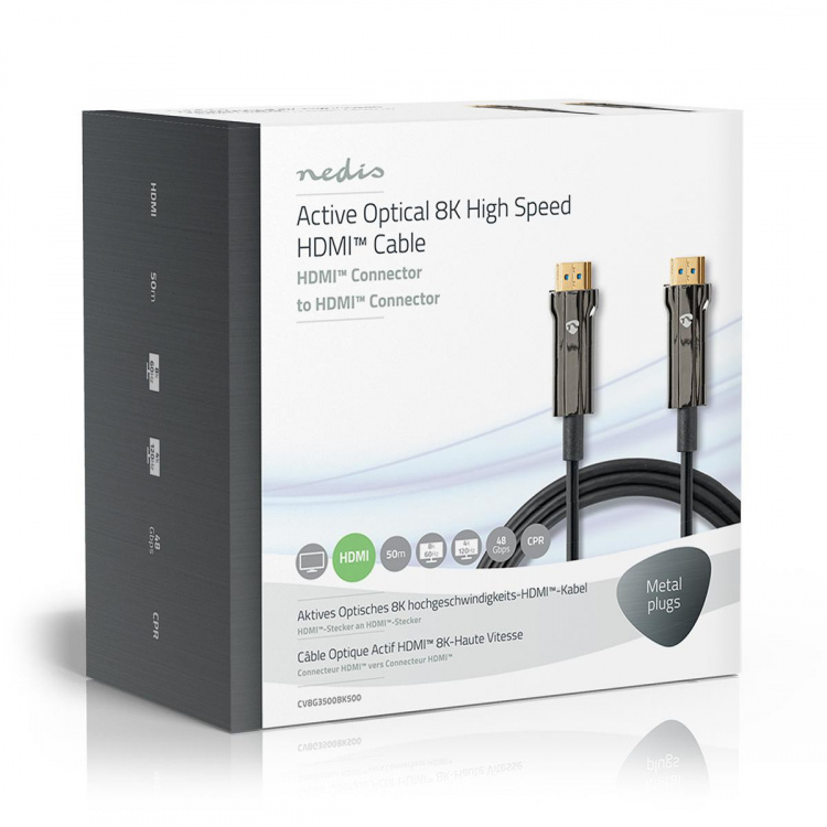 Nedis Aktiva Optiska Ultra High Speed HDMI Kabel med Ethernet | HDMI™ Kontakt | HDMI™ Kontakt | 8K@60Hz | 48 Gbps | 50.0 m | Rund | PVC | Svart | Presentbox Nedis Aktiva Optiska Ultra High Speed HDMI Kabel med Ethernet | HDMI™ Kontakt | HDMI™ Kontakt | 8K@60Hz | 48 Gbps | 50.0 m | Rund | PVC | Svart | Presentbox