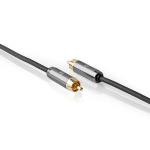Nedis subwoofer Kabel | RCA Hane | RCA Hane | Guldplaterad | 3.00 m | Rund | 4.5 mm | Antracit / Grått Med Metall | Lock