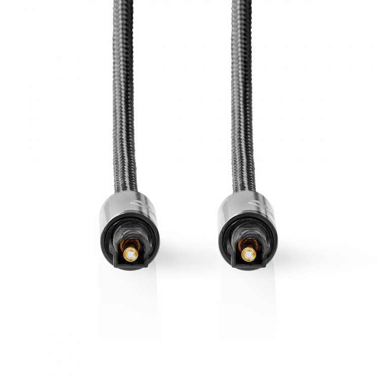 Nedis Optisk ljudkabel | TosLink Hane | TosLink Hane | 1.00 m | Rund | Bomull | Grått Med Metall | Kartong med täckt fönster Nedis Optisk ljudkabel | TosLink Hane | TosLink Hane | 1.00 m | Rund | Bomull | Grått Med Metall | Kartong med täckt fönster
