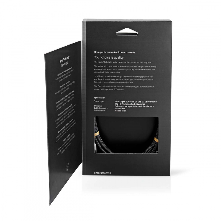 Nedis Optisk ljudkabel | TosLink Hane | TosLink Hane | 2.00 m | Rund | Bomull | Grått Med Metall | Kartong med täckt fönster Nedis Optisk ljudkabel | TosLink Hane | TosLink Hane | 2.00 m | Rund | Bomull | Grått Med Metall | Kartong med täckt fönster