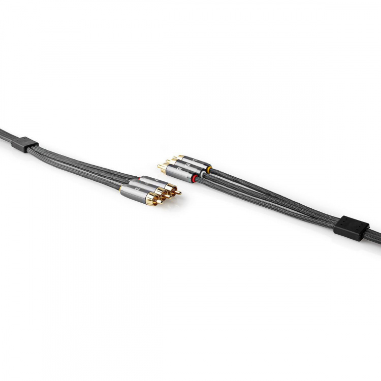 Nedis Komposit videokabel | 3x RCA Hane | 3x RCA Hane | Guldplaterad | 480p | 2.00 m | Rund | Bomull | Antracit / Grått Med Metall | Kartong med täckt fönster