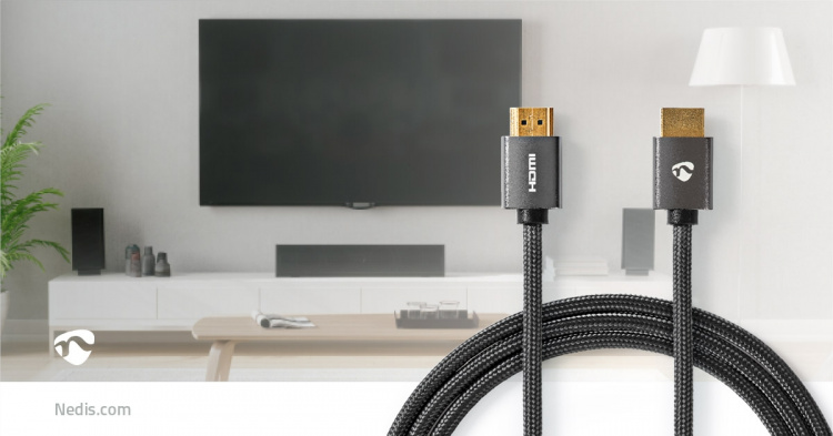 Nedis High Speed HDMI ™ kabel med Ethernet | HDMI™ Kontakt | HDMI™ Kontakt | 4K@60Hz | ARC | 18 Gbps | 1.00 m | Rund | Bomull | Grått Med Metall | Kartong med täckt fönster Nedis High Speed HDMI ™ kabel med Ethernet | HDMI™ Kontakt | HDMI™ Kontakt | 4K@60Hz | ARC | 18 Gbps | 1.00 m | Rund | Bomull | Grått Med Metall | Kartong med täckt fönster