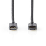Nedis High Speed ​​HDMI ™ kabel med Ethernet | HDMI™ Kontakt | HDMI™ Kontakt | 4K@60Hz | ARC | 18 Gbps | 2.00 m | Rund | Bomull | Grått Med Metall | Kartong med täckt fönster